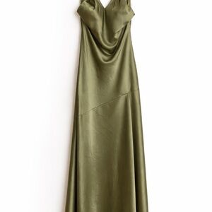 Revelry Satin Maxi Dress in Olive
